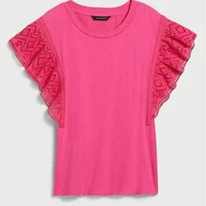 Banana republic women's petite eyelet rufle sleeve NWT
